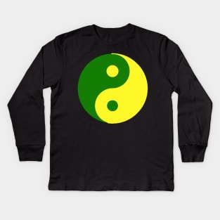 Yin Yang in green and yellow Kids Long Sleeve T-Shirt